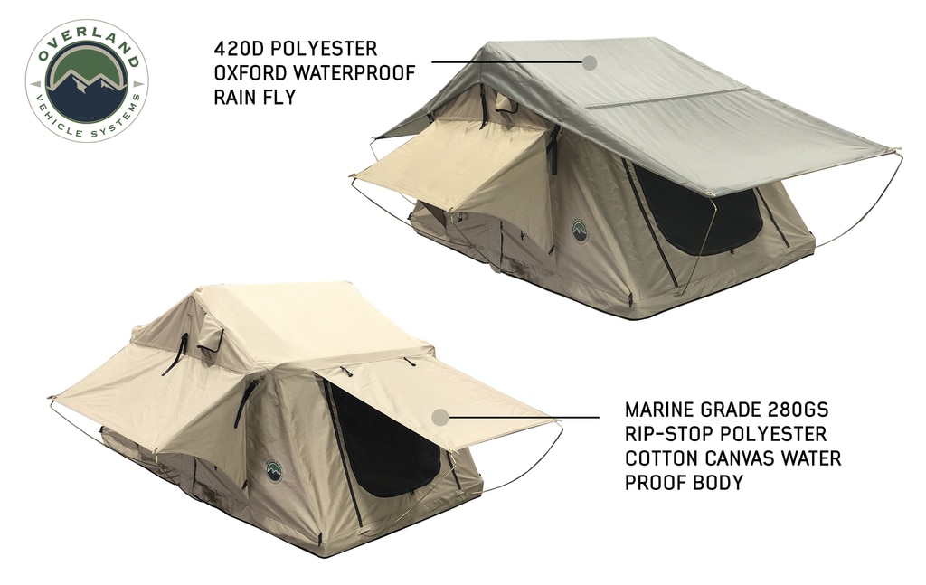 Overland Vehicle Systems Roof Top Tent 3 Person with Green Rain Fly TMBK - Click Image to Close
