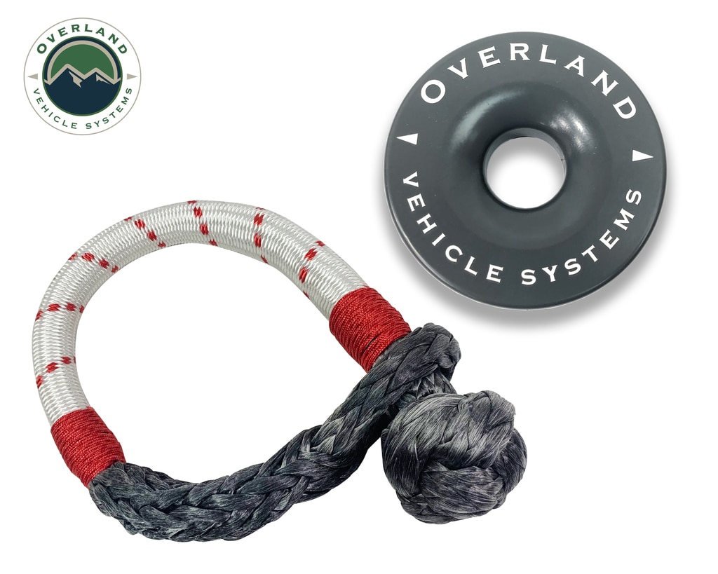 Overland Vehicle Systems 23 Inch Soft Shackle 7/16 Inch Diameterќ Combo Pack 41,000 lb and 4.0 Inch Recovery Ring