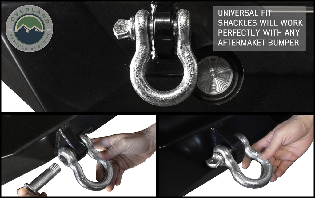 Overland Vehicle Systems Recovery Shackle 3/4 Inch 4.75 Ton Steel Zinc - Click Image to Close