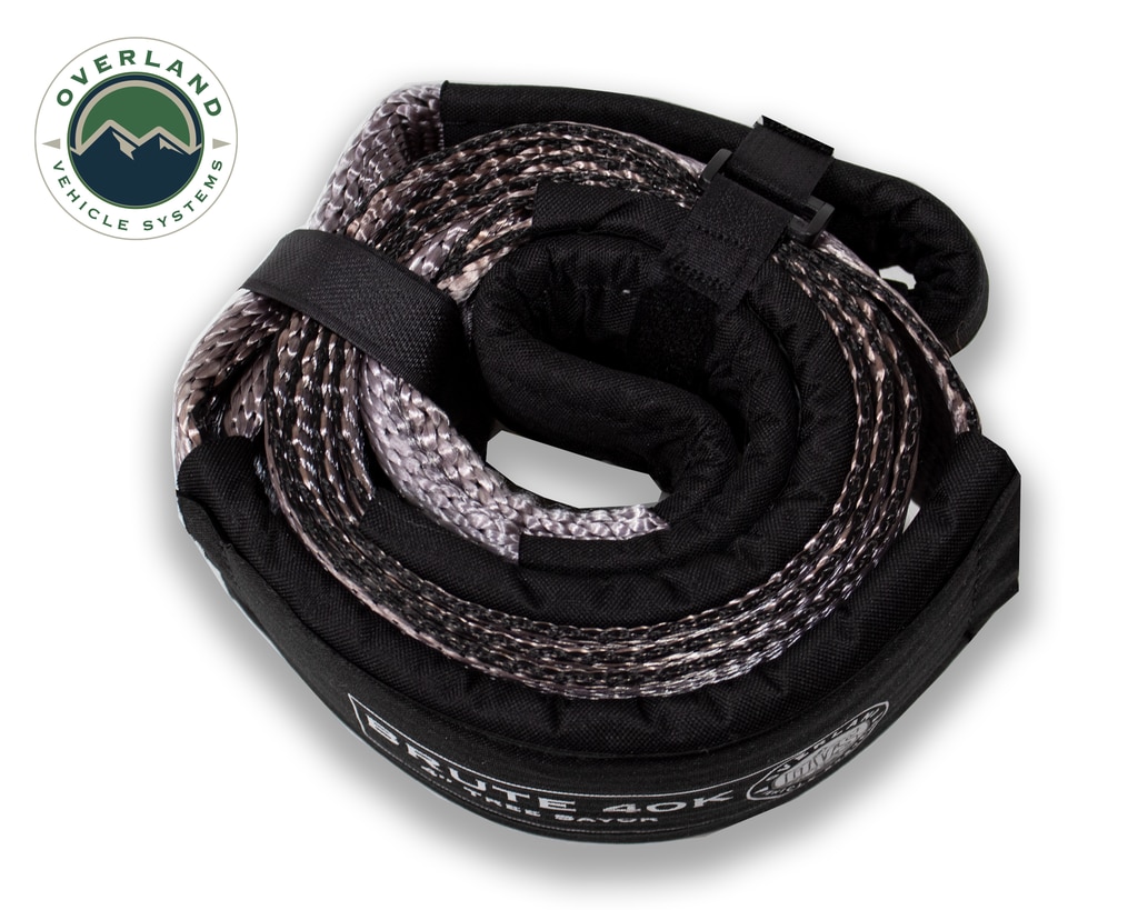 Overland Vehicle Systems Tow Strap 40,000 lb 4 Inch x 8 Foot Gray With Black Ends & Storage Bag Universal