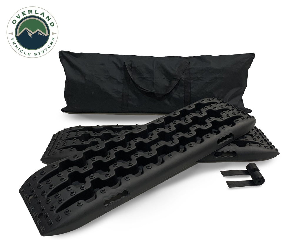 Overland Vehicle Systems Recovery Ramp With Pull Strap and Storage Bag Black/Black - Click Image to Close