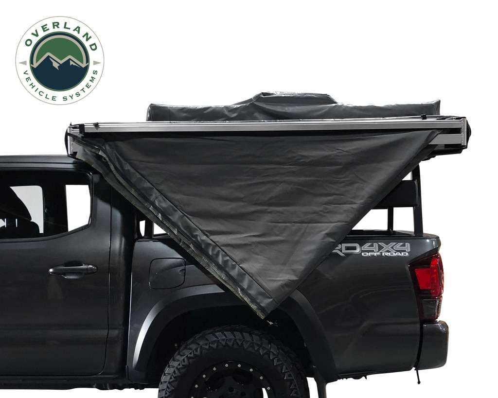 Overland Vehicle Systems Awning 180 Degree Dark Gray Cover With Black Cover Universal Nomadic - Click Image to Close