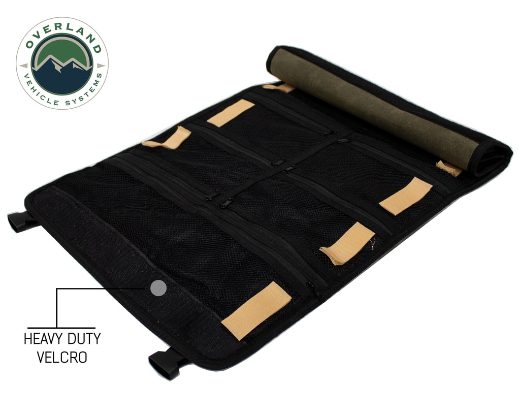 Overland Vehicle Systems First Aid Bag Rolled Brown 16 Lb Waxed Canvas Canyon Bag - Click Image to Close