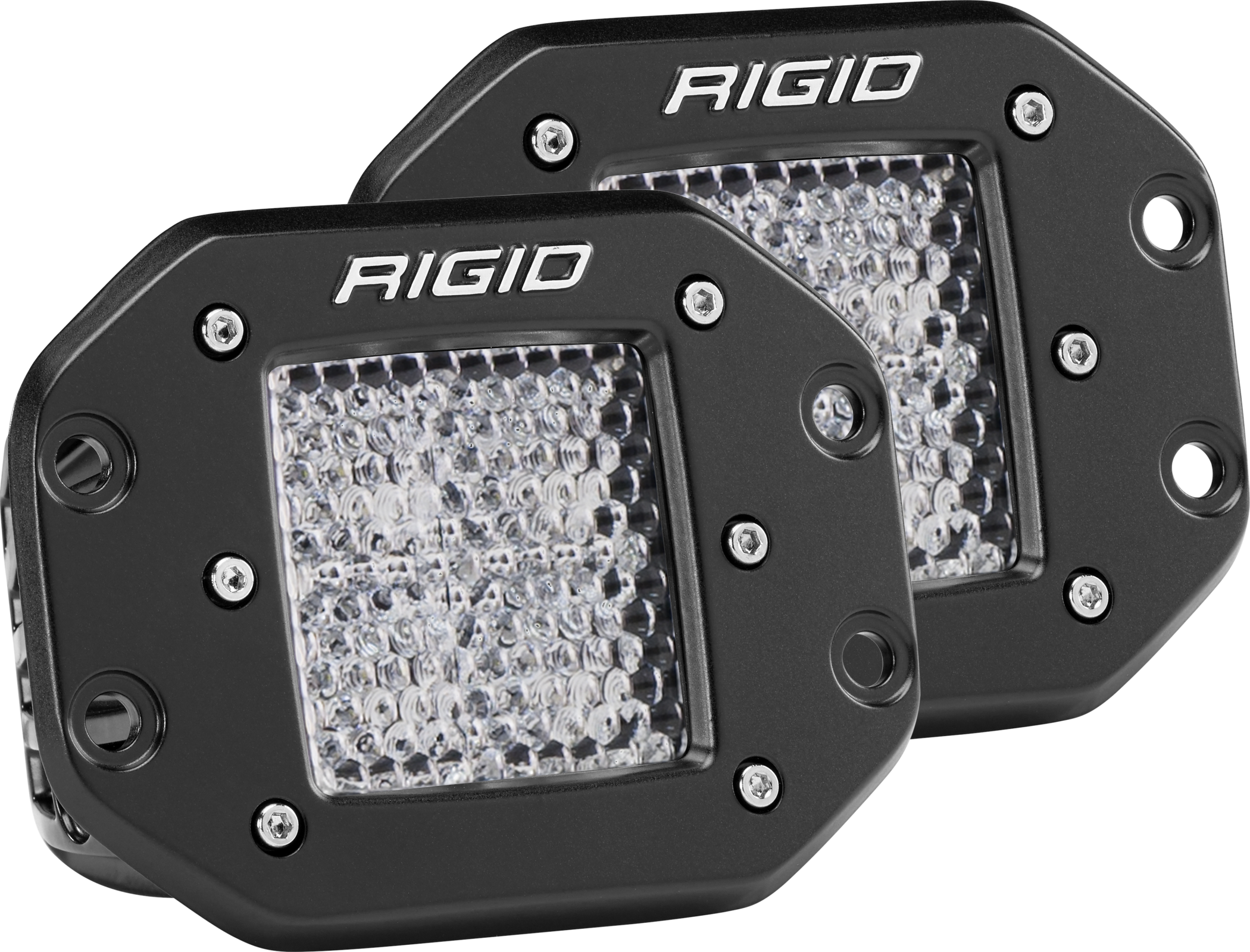 Rigid Industries Diffused Flush Mount Black Pair D-Series Pro - Click Image to Close
