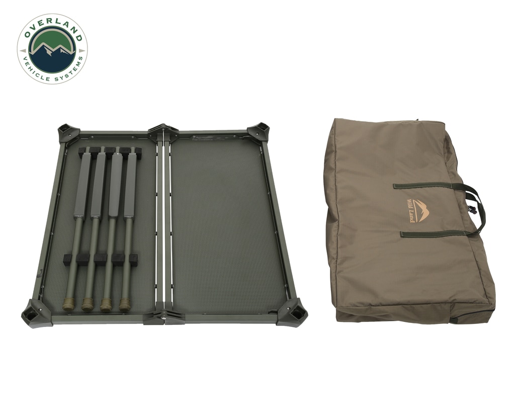 Overland Vehicle Systems Camping Table Folding Portable Camping Table Large With Storage Case Wild Land - Click Image to Close