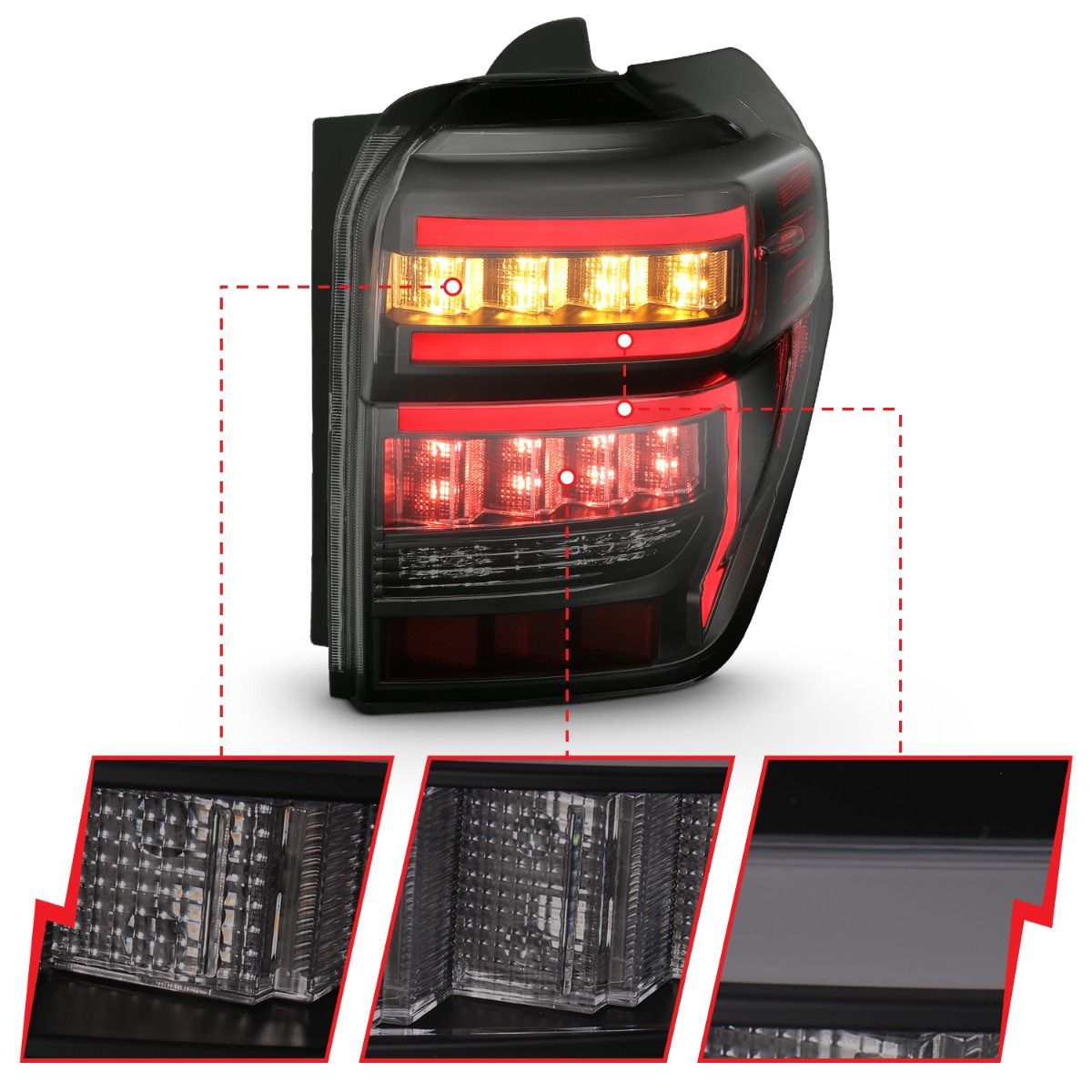 Anzo 4R T.L. Black Housing Smoke Lense Red Light Bar w/Sequential Signal- 2014+ - Click Image to Close