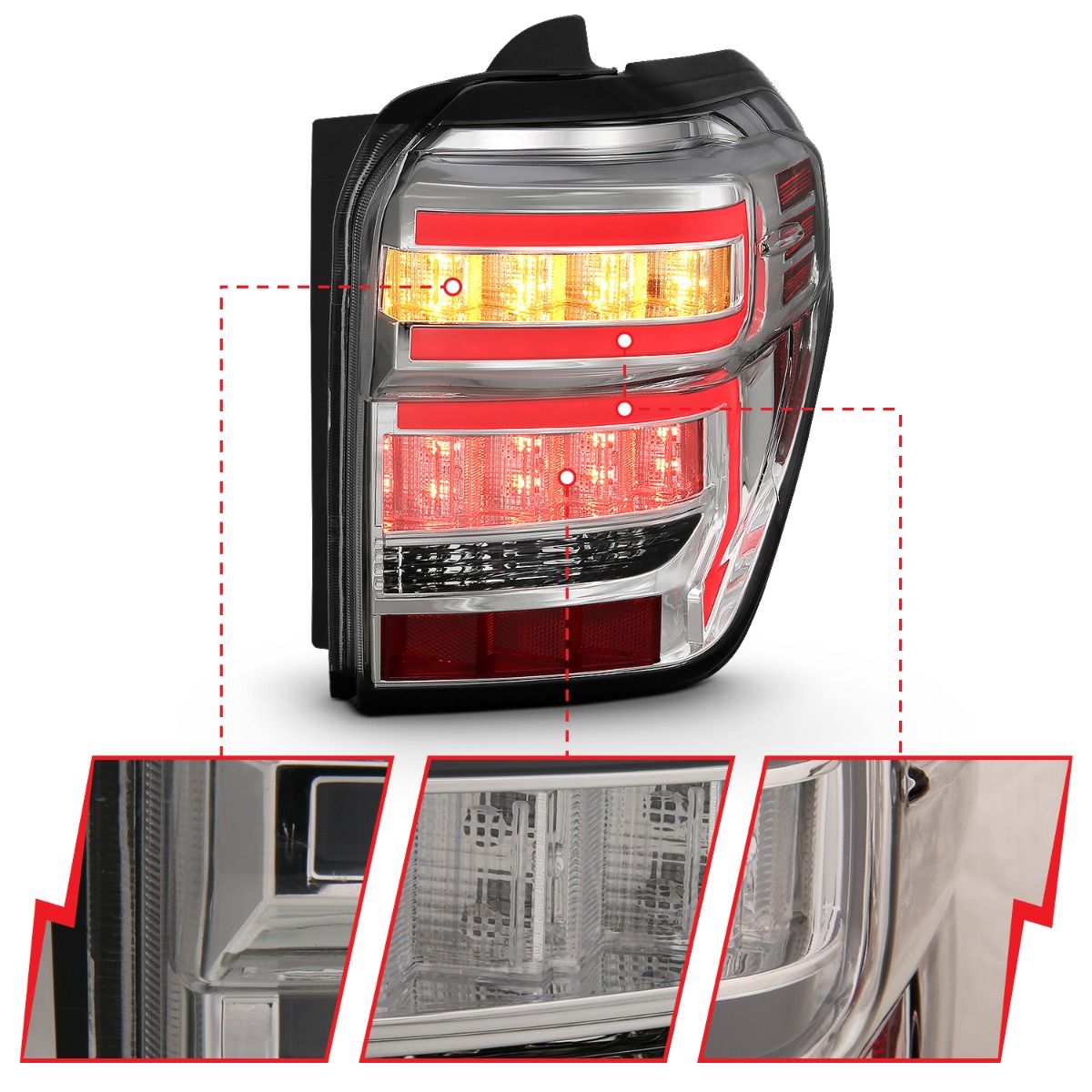 Anzo 4R T.L. Chrome Housing Clear Lense Red Light Bar w/Sequential Signal- 2014+