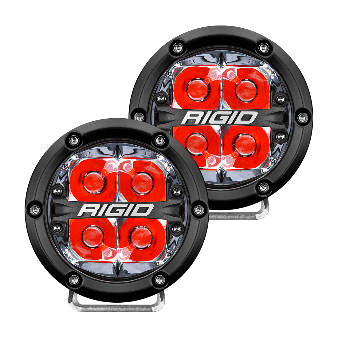 Rigid Industries 360-Series 4 Inch Led Off-Road Spot Beam Red Backlight Pair