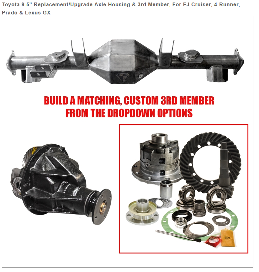 4Runner 9.5 inch Replacement/Upgrade Axle Housing & 3rd Member ('03-09) 4Runner 9.5 inch Replacement/Upgrade Axle Housing & 3rd Member ('03-09)