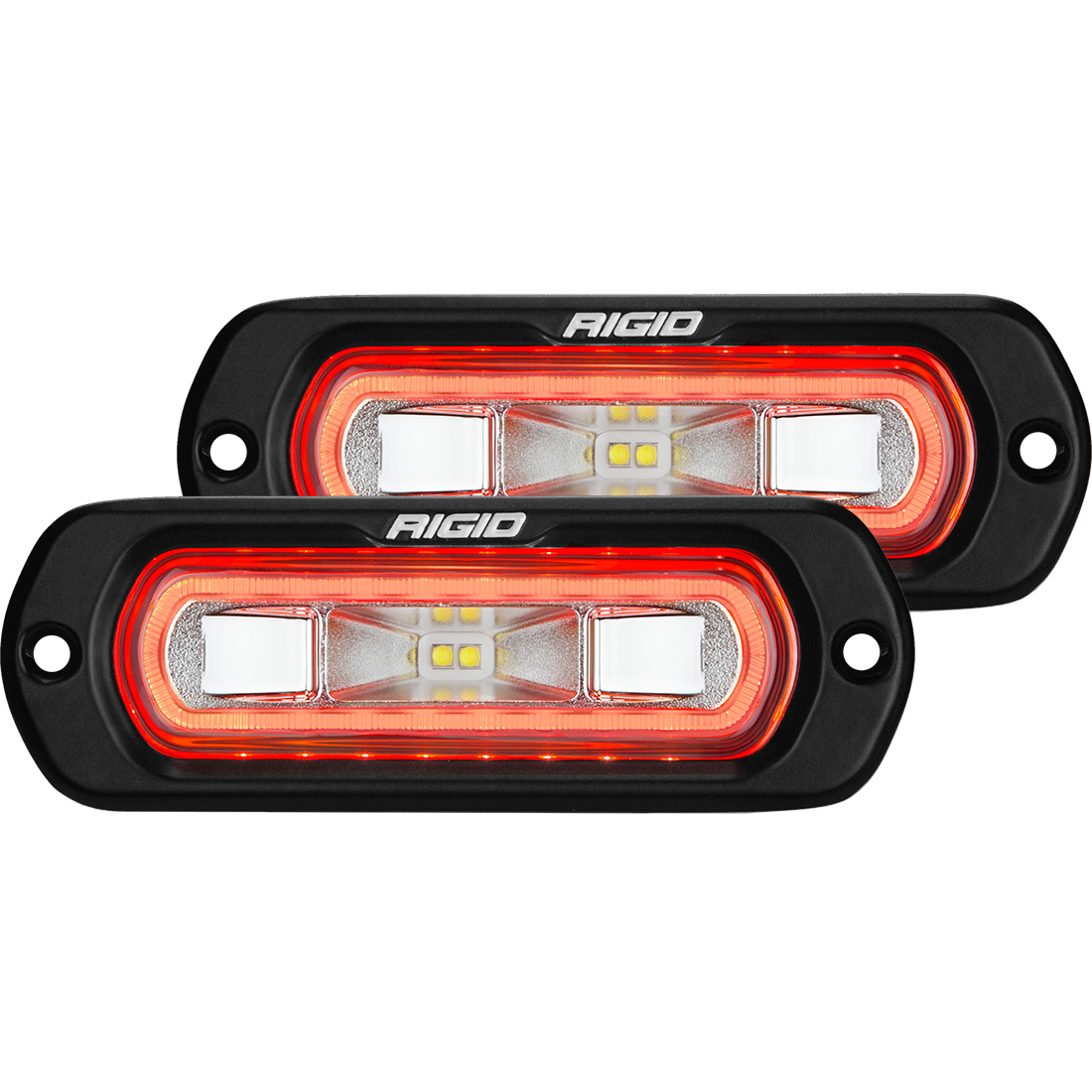 Rigid Industries SR-L Series Off-Road Spreader Pod 3 Wire Flush Mount With Amber Halo Pair