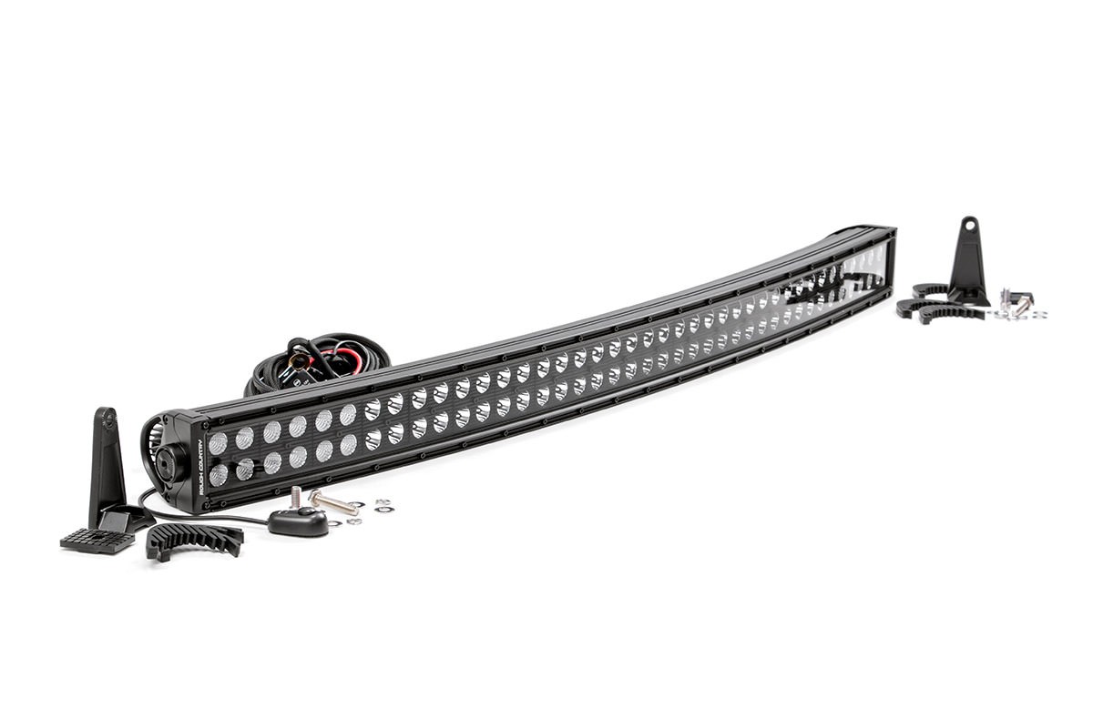 Rough Country 40in Curved Cree LED LIght Bar; Dual Row; Black Series - Click Image to Close