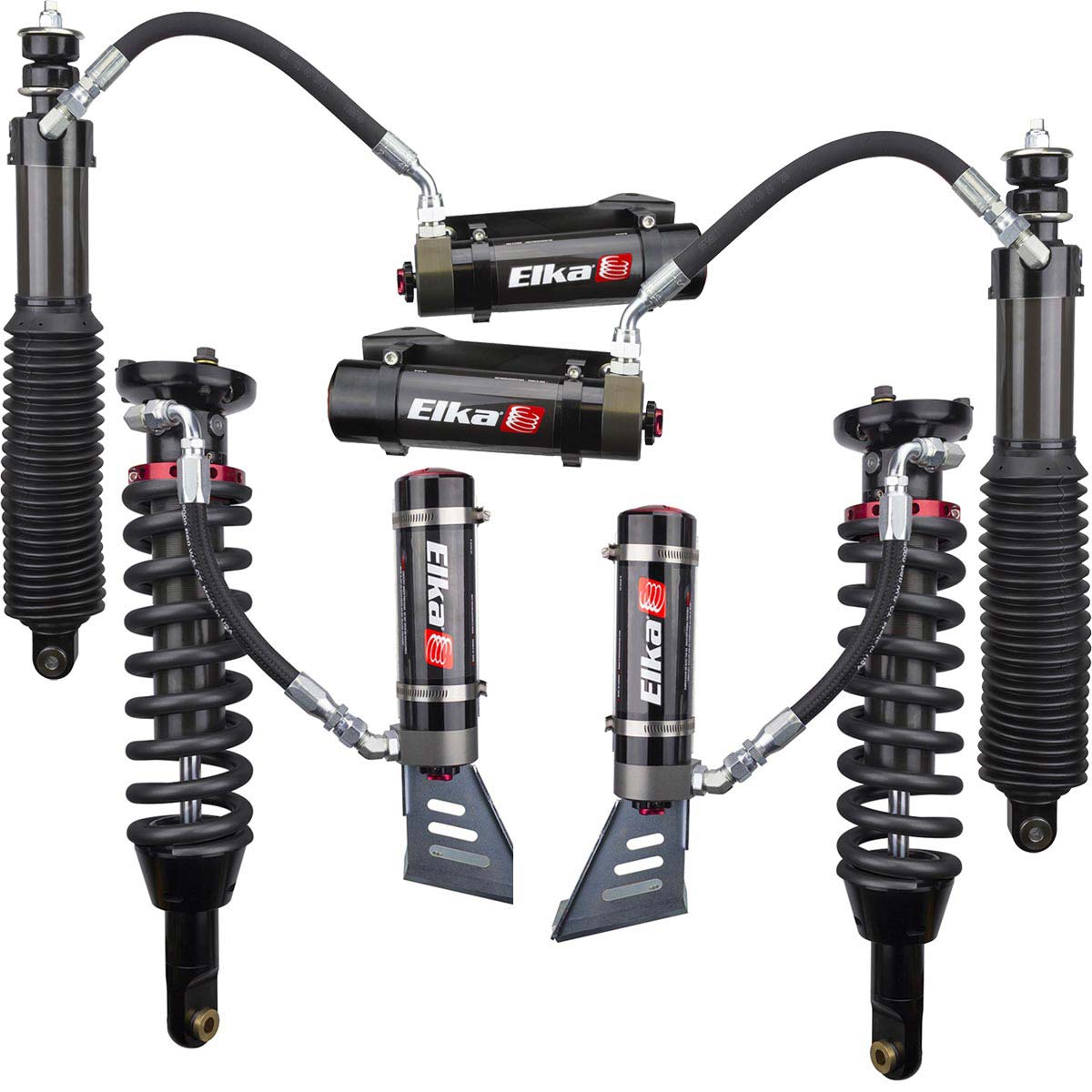 Elka 2.5 DC RESERVOIR FRONT & REAR SHOCKS KIT for TOYOTA 4RUNNER, 2010 to 2020 (non-KDSS) (2 in. to 3 in. lift) w/Compression Adjust