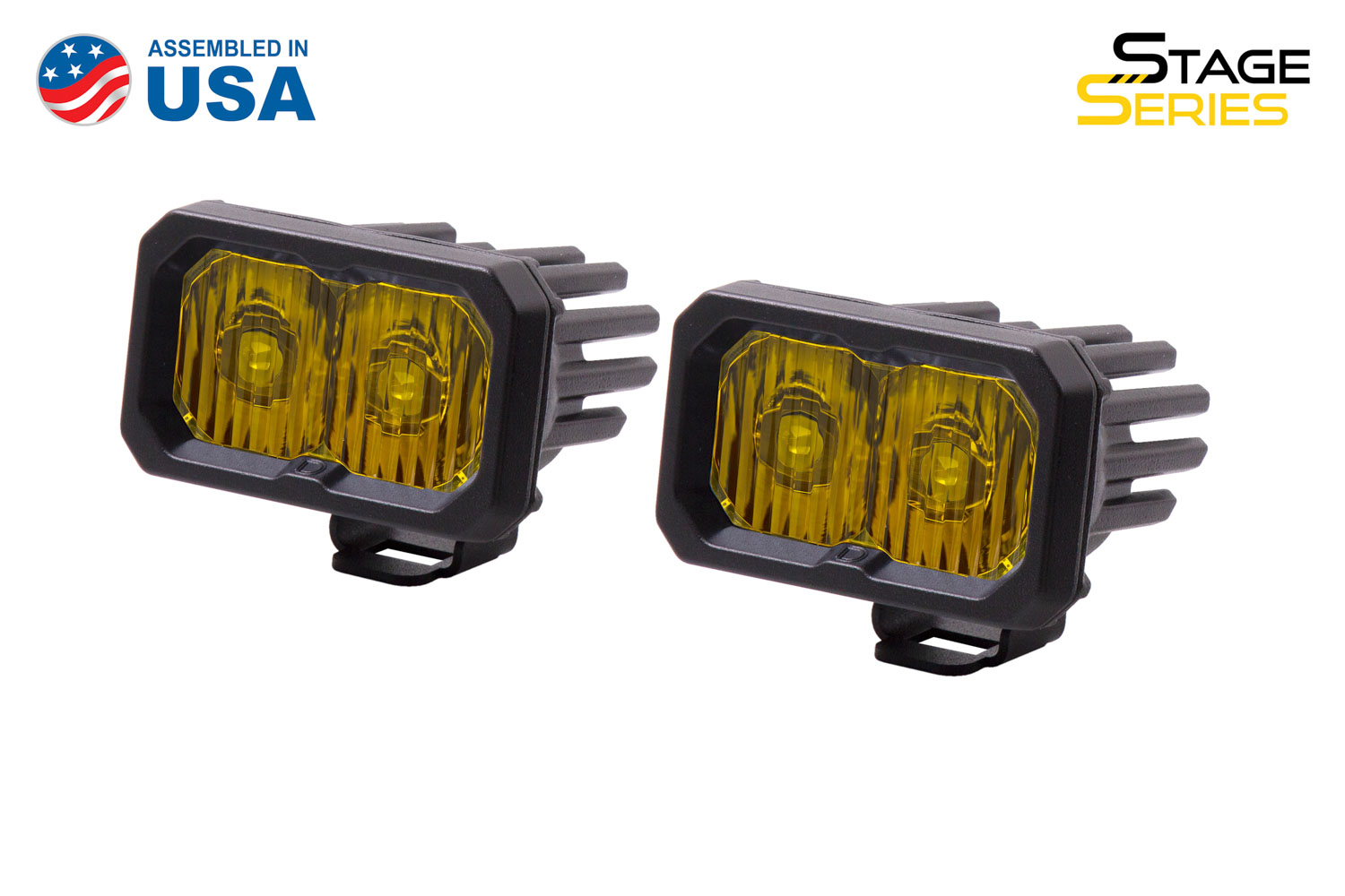 Diode Dynamics Stage Series 2 Inch LED Pod, Sport Yellow Driving Standard ABL Pair