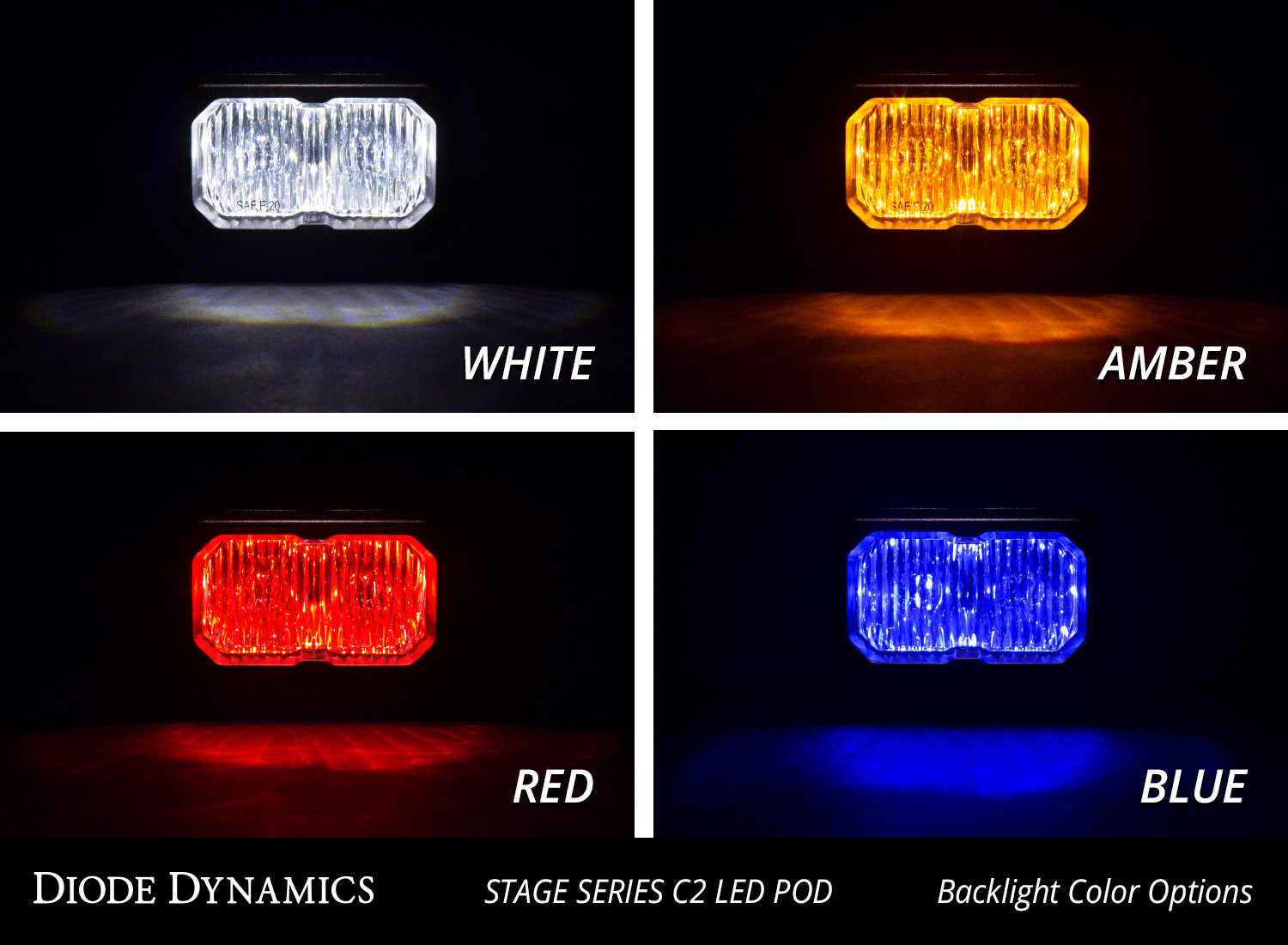Diode Dynamics Stage Series 2 Inch LED Pod, Sport White Fog Standard ABL Pair
