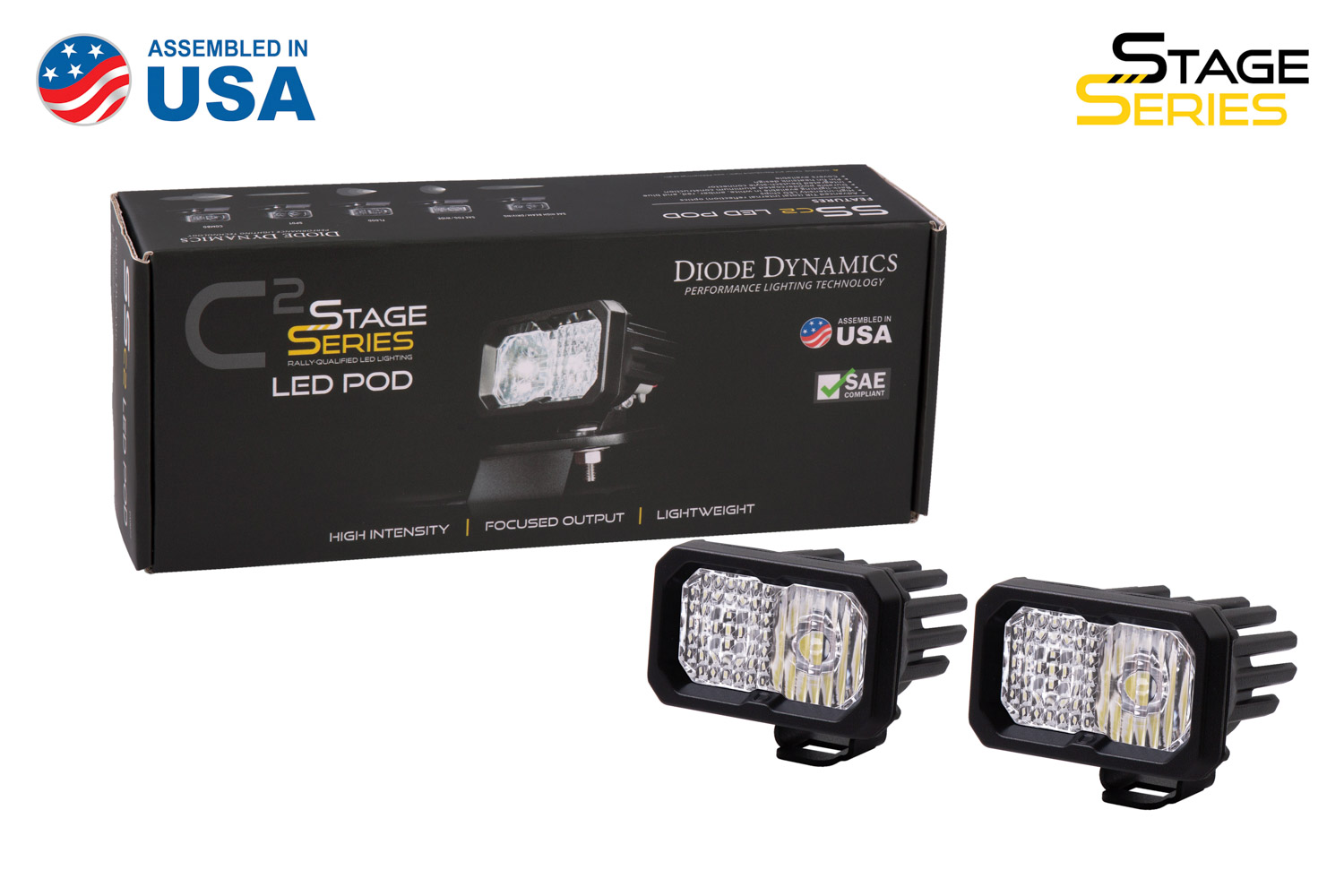 Diode Dynamics Stage Series 2 Inch LED Pod, Sport White Combo Standard BBL Pair