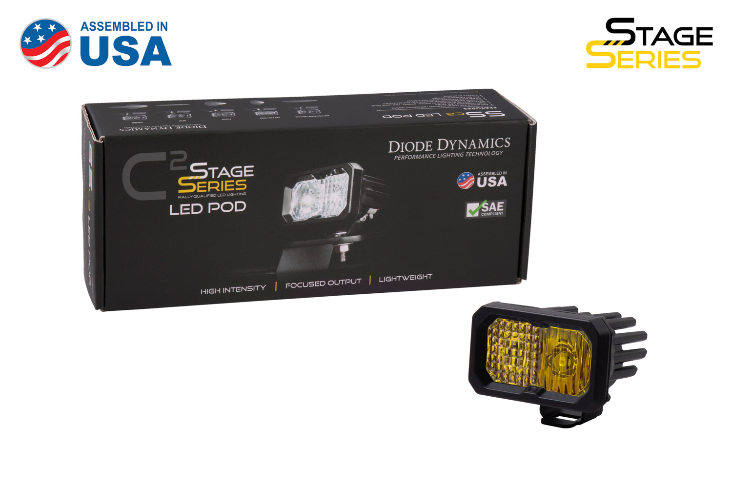 Diode Dynamics Stage Series 2 Inch LED Pod, Sport Yellow Spot Standard ABL Each