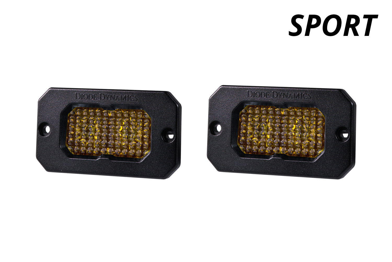 Diode Dynamics Stage Series 2 Inch LED Pod, Sport Yellow Flood Flush ABL Pair