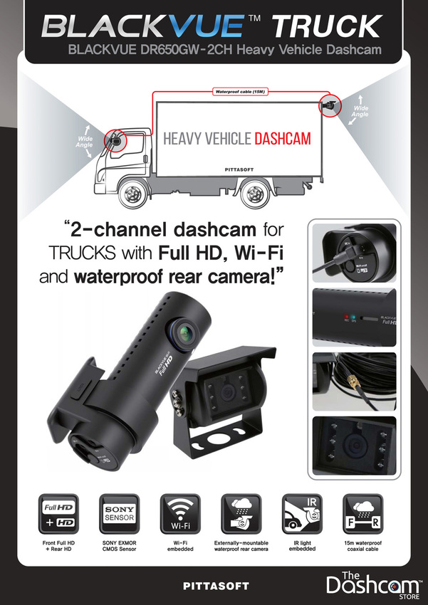 BlackVue 1080p Dual-Lens WiFi Dashcam w/ Waterproof Rear Lens BlackVue 1080p Dual-Lens WiFi Dashcam w/ Waterproof Rear Lens