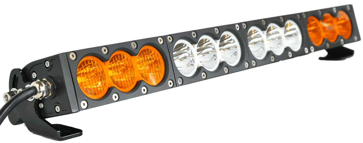 X6 10W Series 2D Amber White 44 inch Single Row LED Light Bar - 22,800 Lumens - Combo Beam